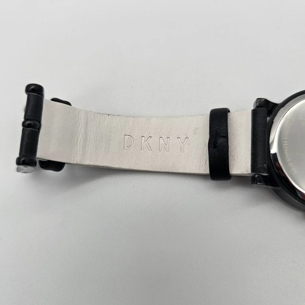 DKNY Women Watch Circa 1989 Donna Karan New York Black Leather Strap NY-2765 OS